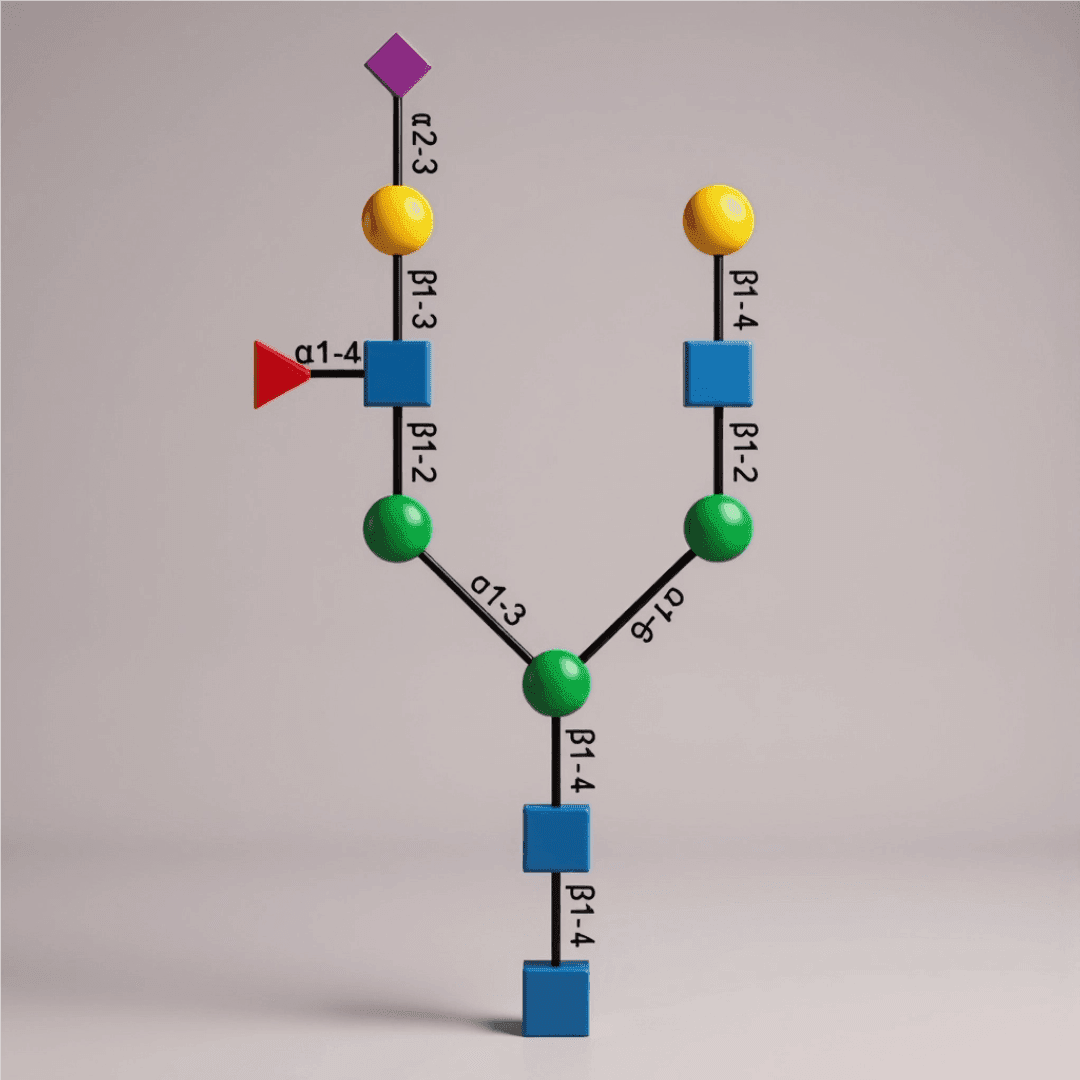 3D model of a complex N-glycan branching structure