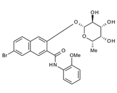 7-Bromo-N-(2-methoxyphenyl)-3-(((2R,3S,4R,5S,6S)-3,4,5-trihydroxy-6-methyltetrahydro-2H-pyran-2-yl)oxy)-2-naphthamide
