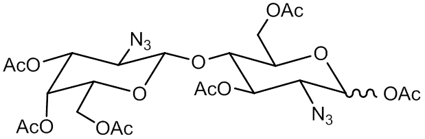 2-Azido-2-deoxy-1,2?,3,3?,4?,6,6?-hepta-O-acetyl-a,a-lactose
2-Azido-2-deoxy-4-O-(2,3,4,6-tetra-O-acetyl-a-D-galactopyranosyl)-1,3,6-tri-O-acetyl-a,a-D-glucopyranose